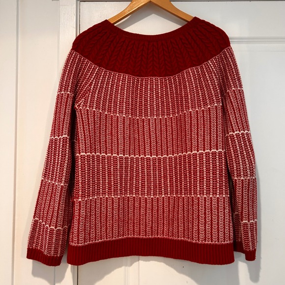 Vintage Talbots Cable Knit Crewneck Sweater Womens Large Nordic Scandinavian Red - Picture 6 of 9